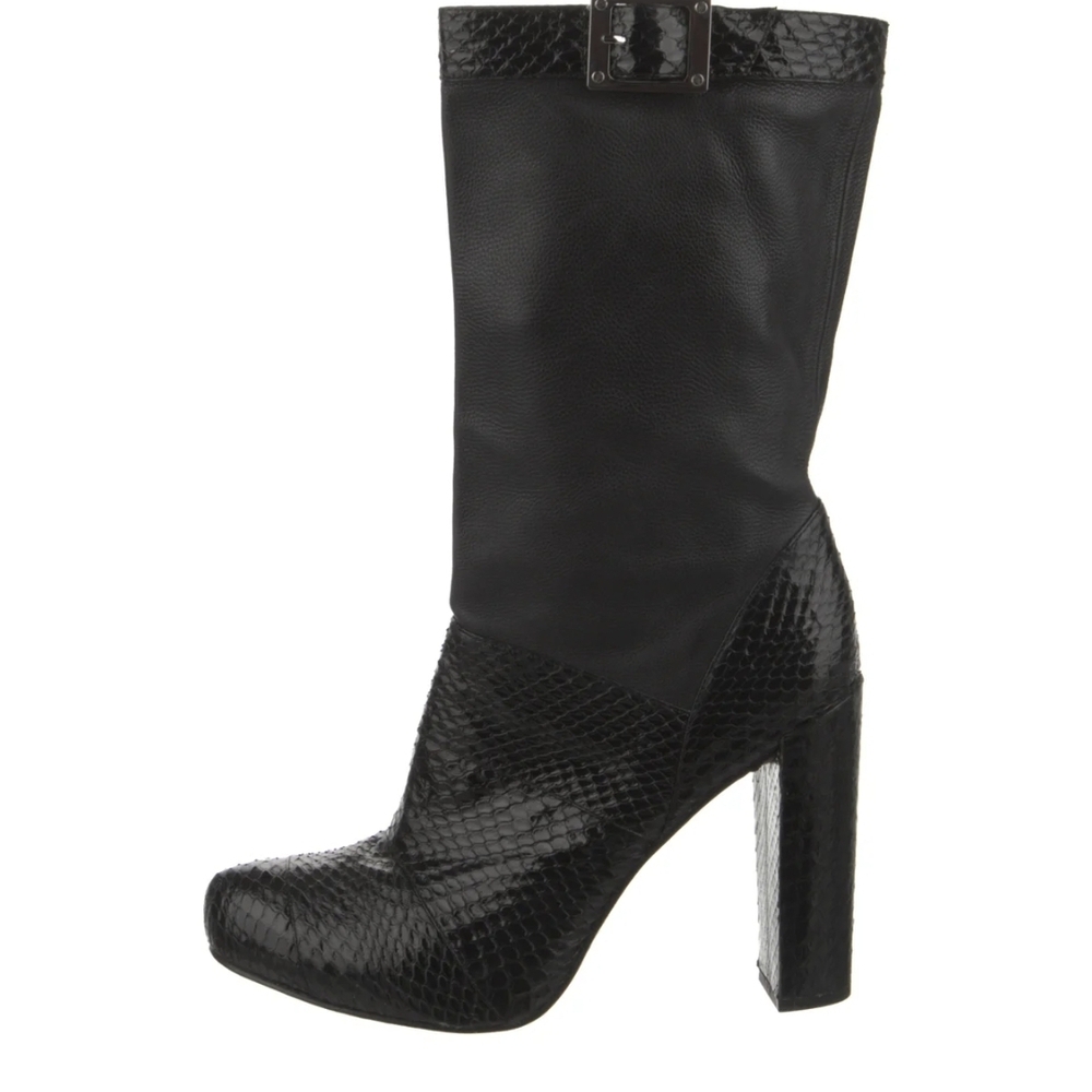 Rachel Zoe Black Snakeskin Heeled Boots